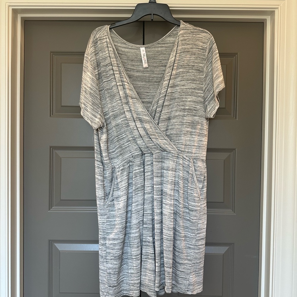 Latched Mama Gray Striped Jumpsuit